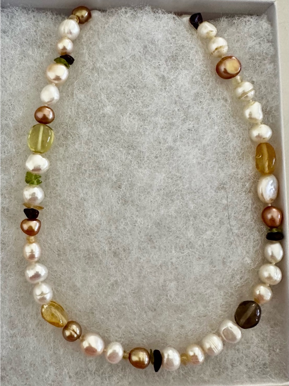 Honora 40 inch Freshwater Pearl Necklace with Gold and Green Stone Accents